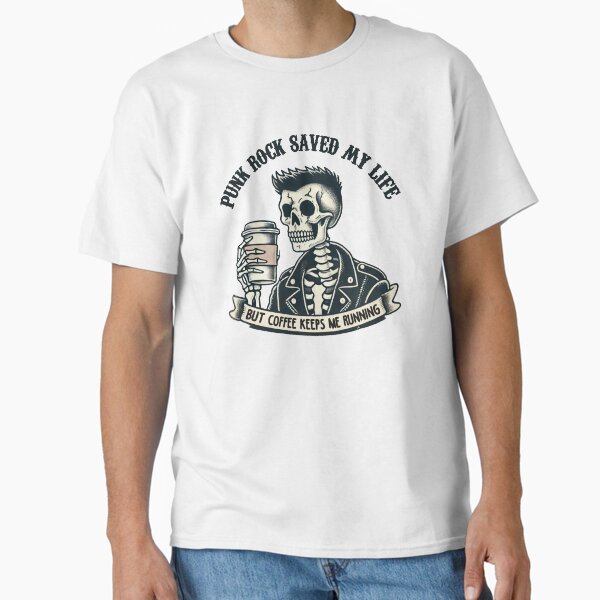 Punk Skeleton Coffee Art – Rockabilly Classic T-Shirt