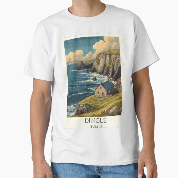 Dingle Coast Poster – Seaside Cottage & Atlantic Waves Classic T-Shirt