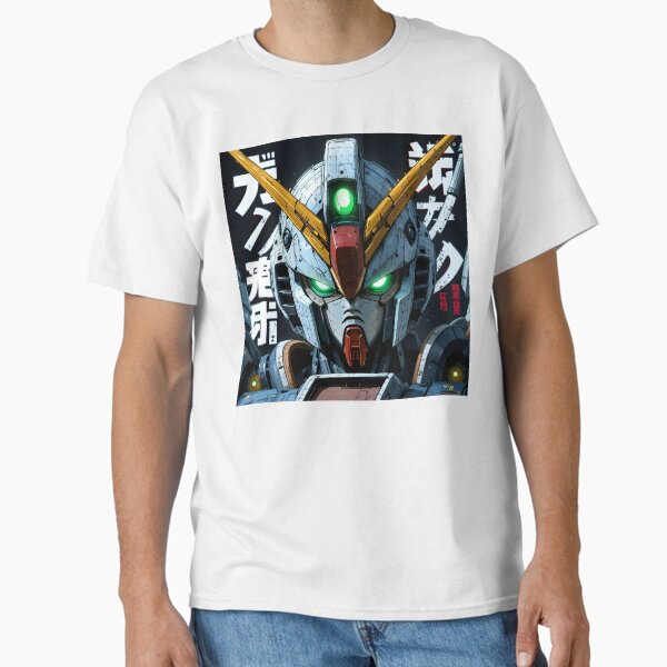 Battle-Worn Mecha Head with Cyberpunk Glow Classic T-Shirt