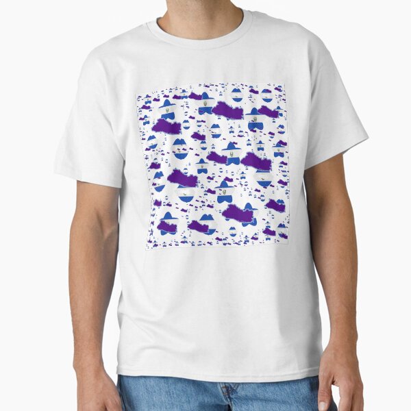 El-Salvador Montage With Country Shape Stars And Flag Overlays | El- Salvador Montage avec des superpositions d'étoiles et de drapeaux Classic T-Shirt