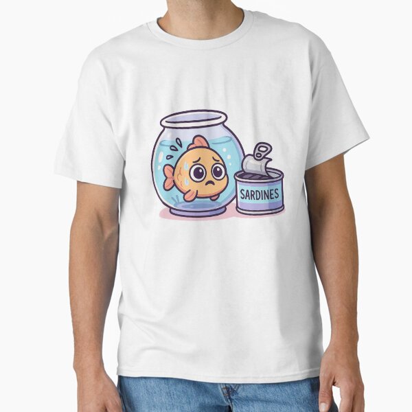 Fishbowl Panic – Kawaii Sardine Situation Classic T-Shirt