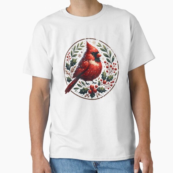 Rustic Holiday Northern Red Cardinal Bird Classic T-Shirt