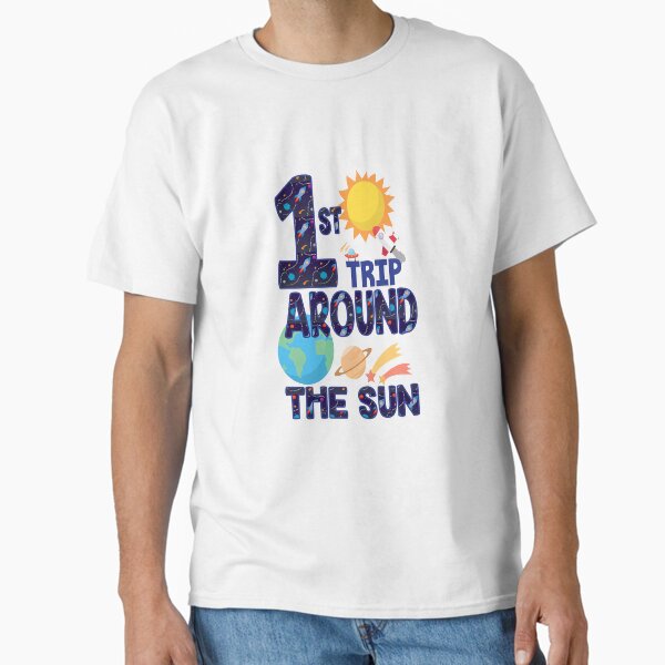 First Trip Around The Sun Boy Astronaut Space One Birthday Minimalist Classic T-Shirt