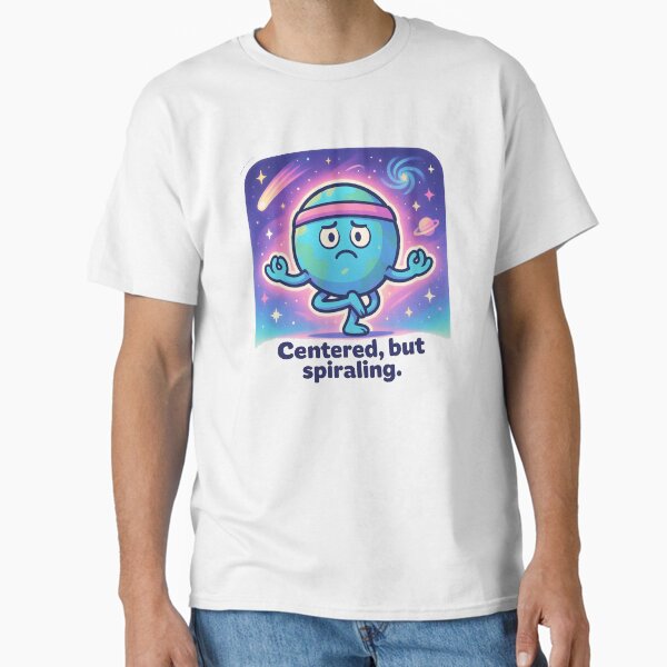 Centered but Spiraling – Funny Yoga Planet Shirt, Vaporwave Cartoon Space Design Classic T-Shirt