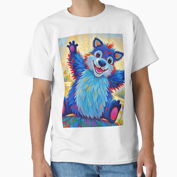Expressive abstract bear with bold vibrant mix of colors with layered textured backdrop Classic T-Shirt