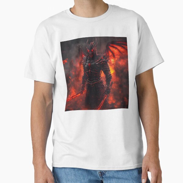 "Flaming Dragon Samurai Wall Art" Classic T-Shirt