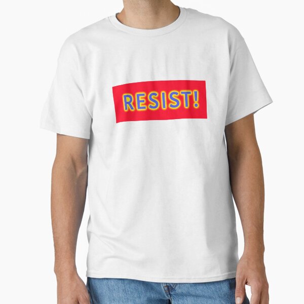 Resist glowing blue letters on red Classic T-Shirt