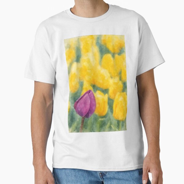 Purple Tulip in Watercolor – AI from Original Photo Classic T-Shirt