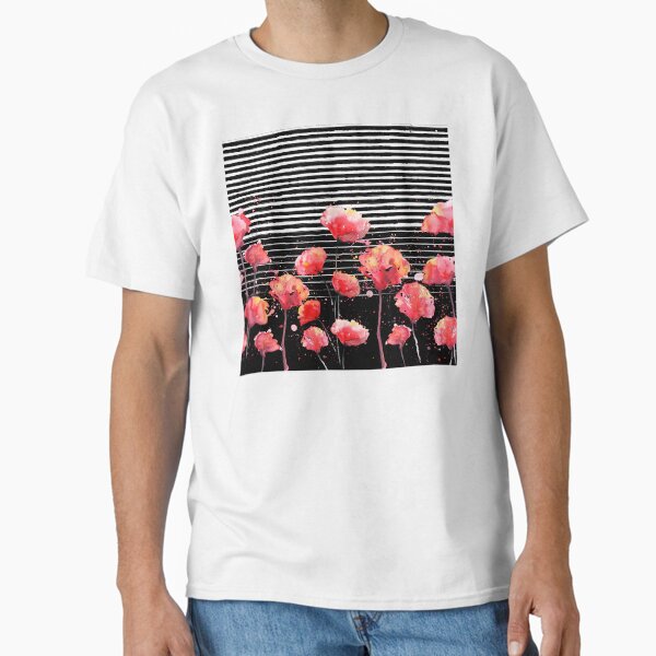 Red Watercolor Poppies Classic T-Shirt
