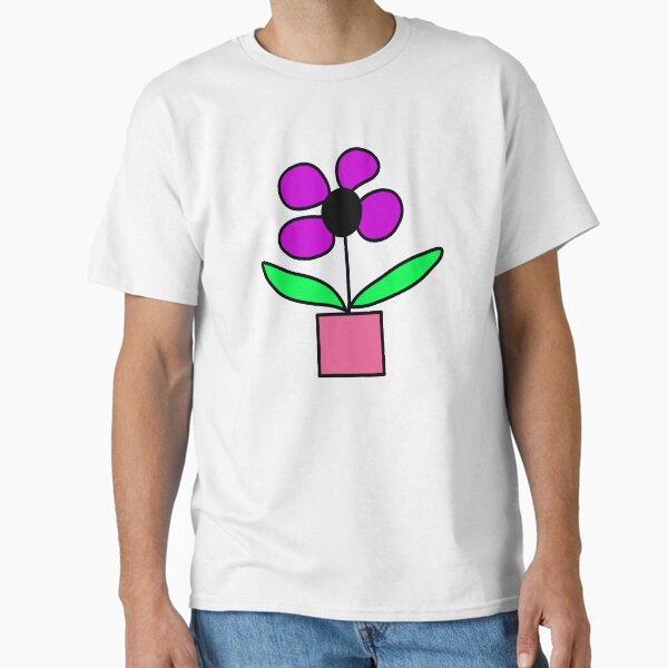 Simple Purple Flower in Pink Pot Doodle Classic T-Shirt