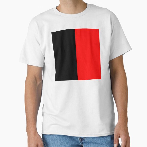Minimalist Black and Treu Red Halves Classic T-Shirt