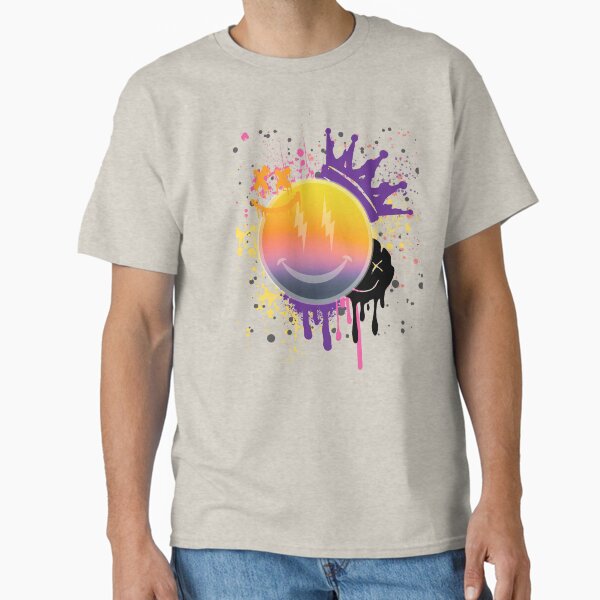 Balvin inspired Gradient smiley with crown and paint splatter Classic T-Shirt
