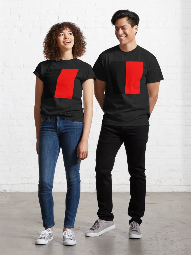 Minimalist Black and Treu Red Halves Classic T-Shirt