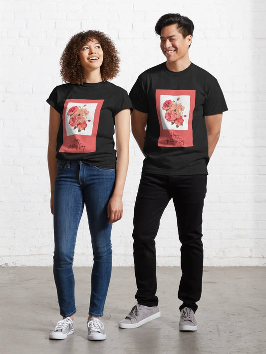 HAPPY MOTHERS DAY CARD, PEACHY RED ROSE Classic T-Shirt