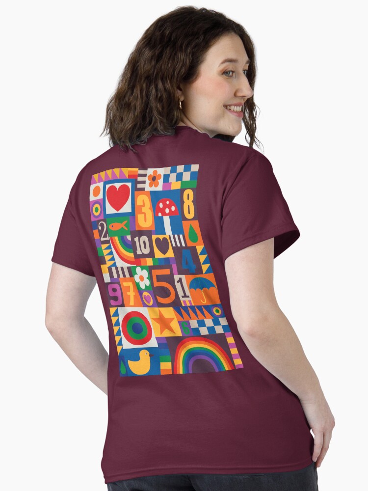 Pop Art Patchwork - Red and Rainbow - Fun Retro Pattern by Cecca Designs Classic T-Shirt