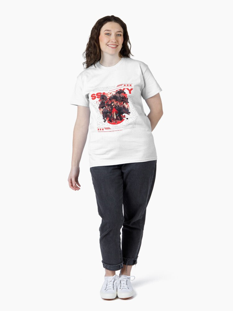 Red anime girl with dogs Classic T-Shirt
