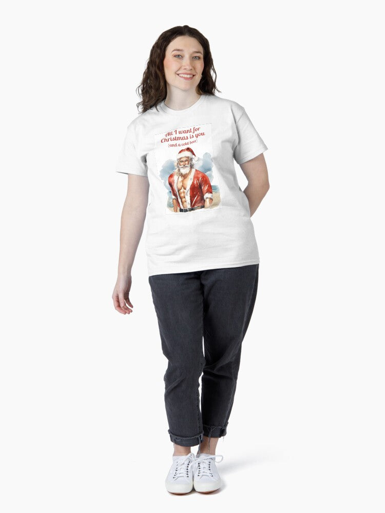 All I Want for Christmas is You and a Cold Beer Retro Watercolour Australia Classic T-Shirt