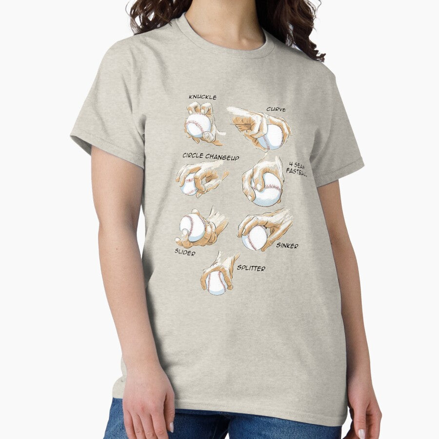 Baseball Pitch Grips Poster Classic T-Shirt