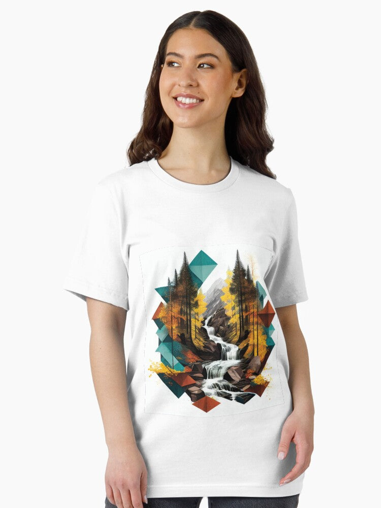 Colorful Autumn Geometric Textured Forest Waterfall Essential T-Shirt