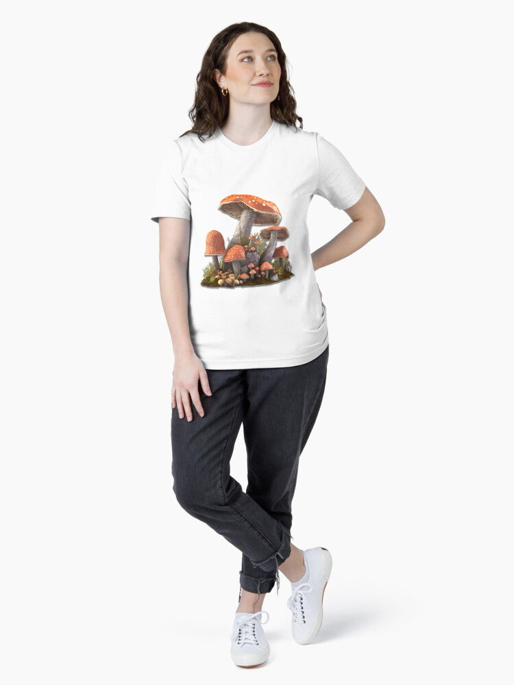 colorful fantasy group of mushrooms - Different logo size, position? Email me - Essential T-Shirt