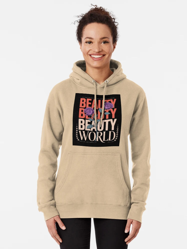 Bold Graphic "Beauty World" T-Shirt Design with Purple Roses Classic T-Shirt