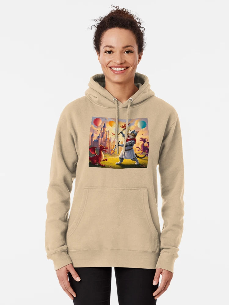 Knight cat with fiery red dragon Classic T-Shirt