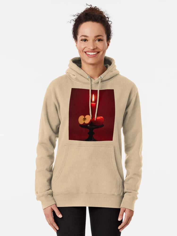 Burning candle with red apple on rustic board Classic T-Shirt