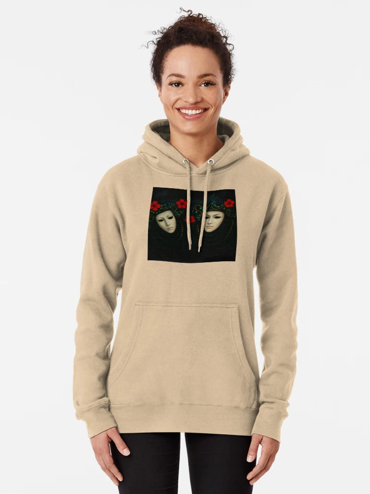 Masked Duo in Black with Red Flowers Classic T-Shirt