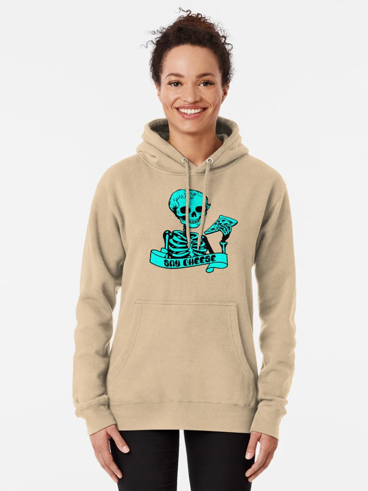 Say Cheese – Cyan Blue Punk Skeleton Pizza T-Shirt Classic T-Shirt