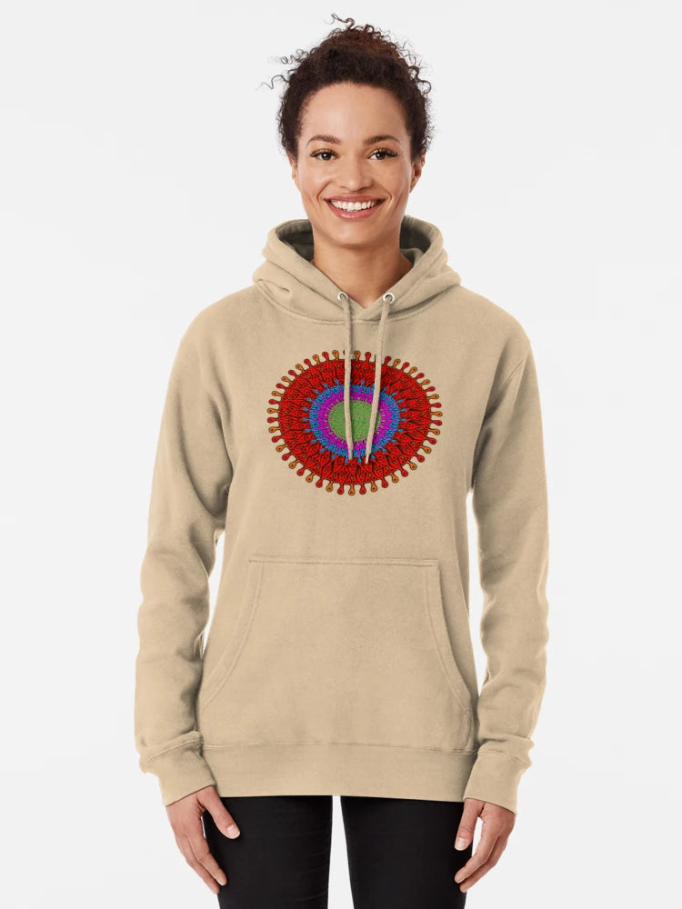 Psychedelic Mandala Bloom in Red and Green Classic T-Shirt