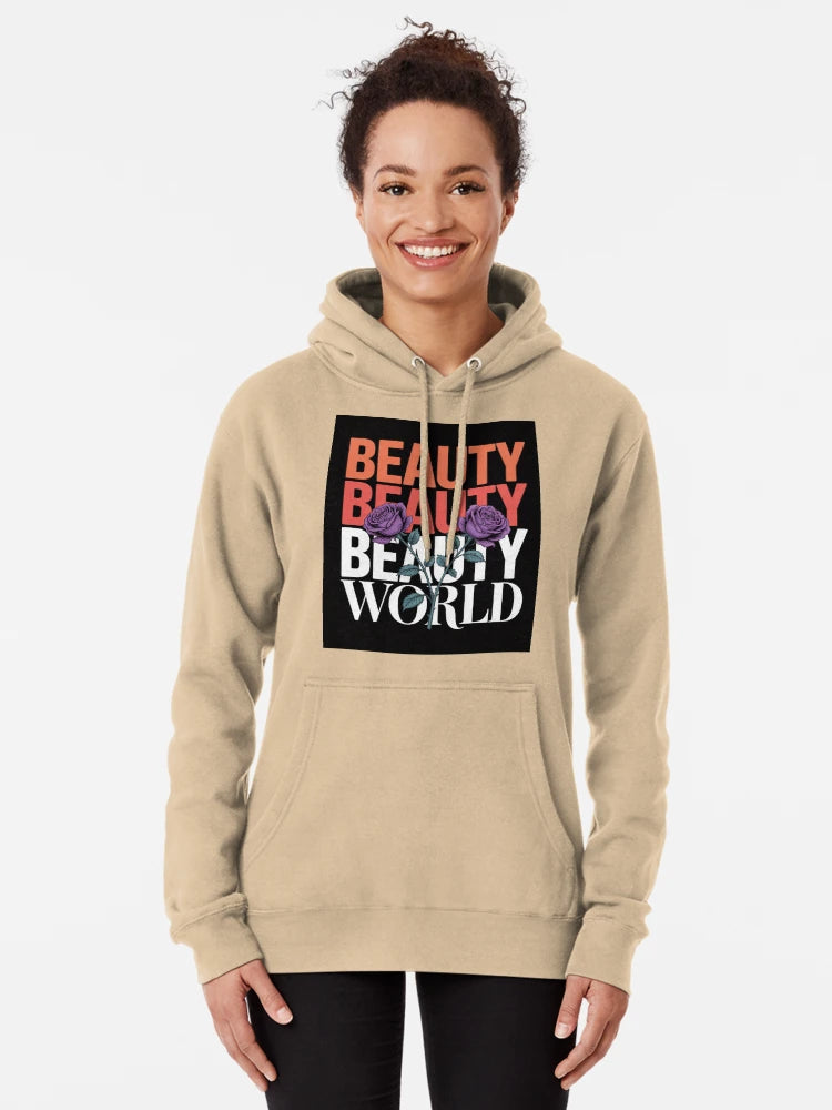 Modern "Beauty World" Graphic Design with Purple Roses for Apparel Classic T-Shirt