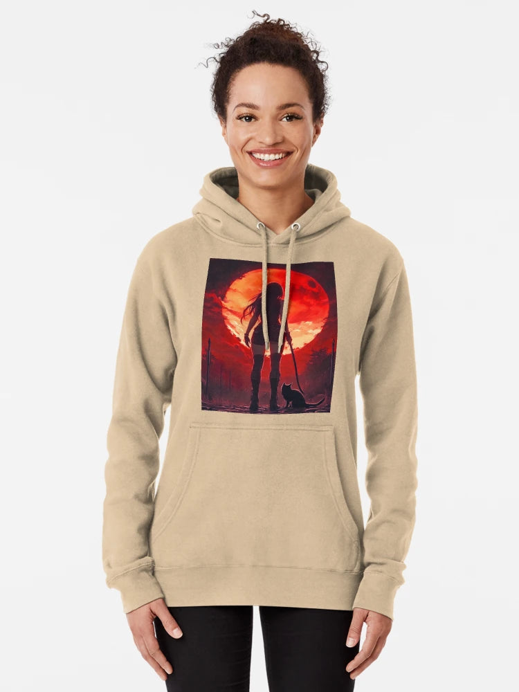 Red Moon Guardian with Cat Classic T-Shirt