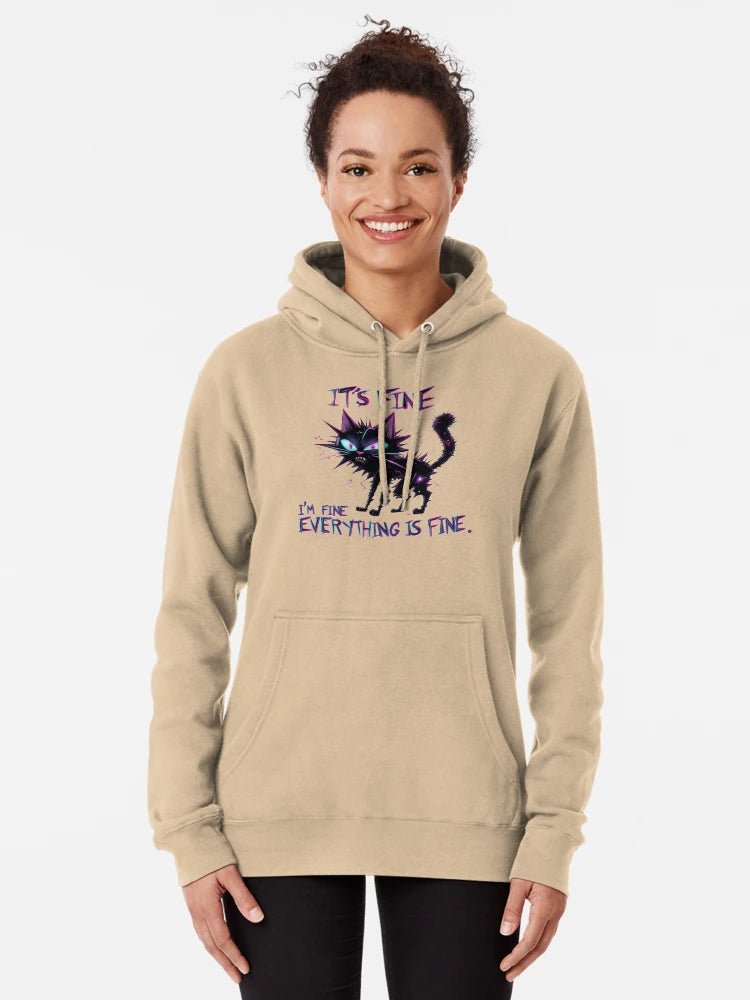 It's Fine, I'm Fine, Everything is Fine - Shocked Electric Cat Cyberpunk Classic T-Shirt