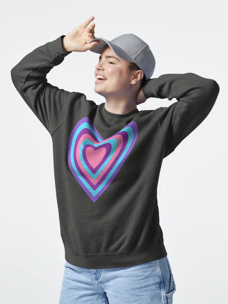 Groovy Blue Purple Pink Heart - Retro Love Pattern Classic T-Shirt