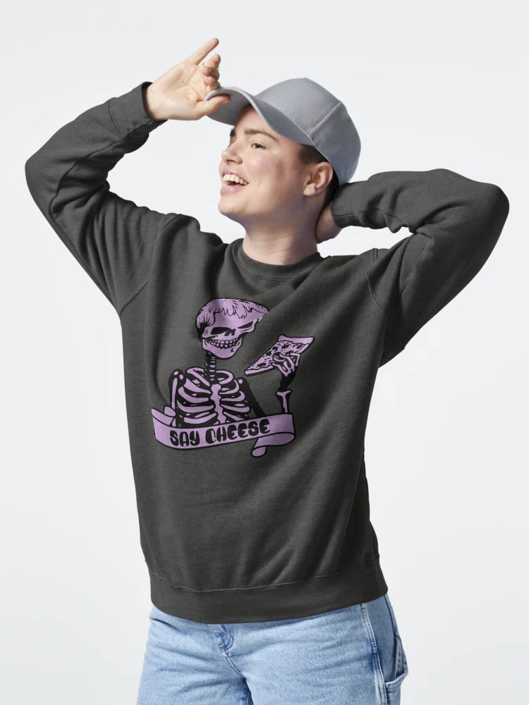 Say Cheese – Grunge Skeleton Pizza Shirt (Muted purple) Classic T-Shirt