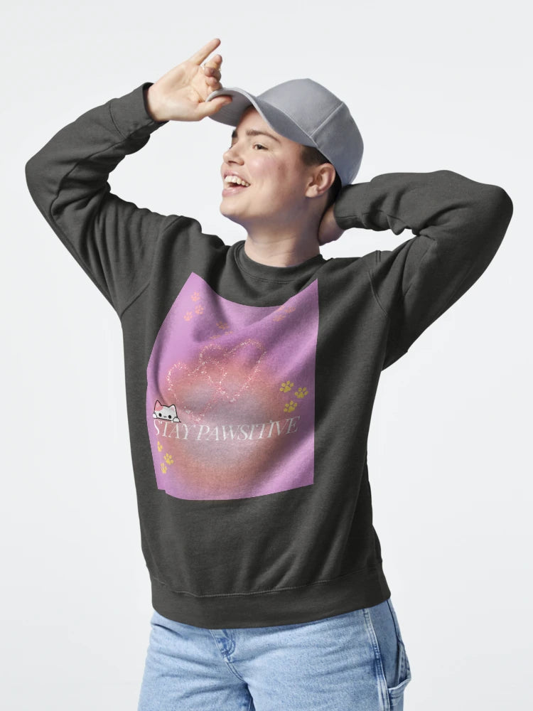 "Stay Pawsitive"-Cute Cat Motivational Quote -Cat Lovers Wall Art,Stickers & Gift Classic T-Shirt