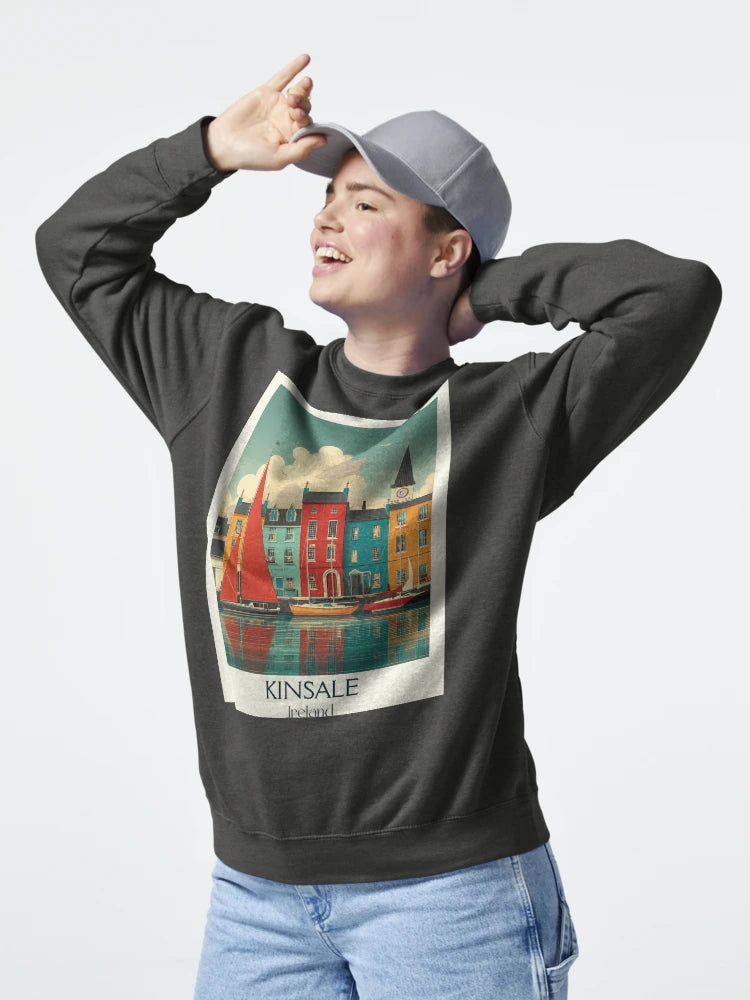 Kinsale Harbor Poster – Colorful Facades & Bright Red Sail Classic T-Shirt