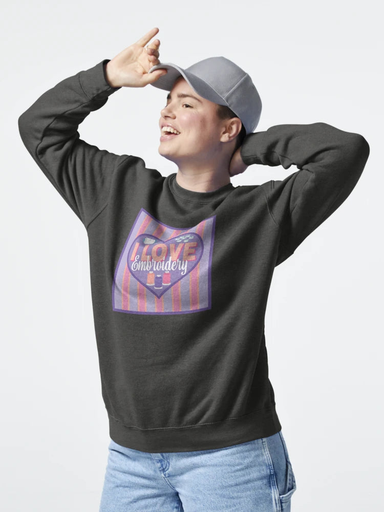 Fabric Panels I Love Embroidery - PURPLE AND PEACH Classic T-Shirt