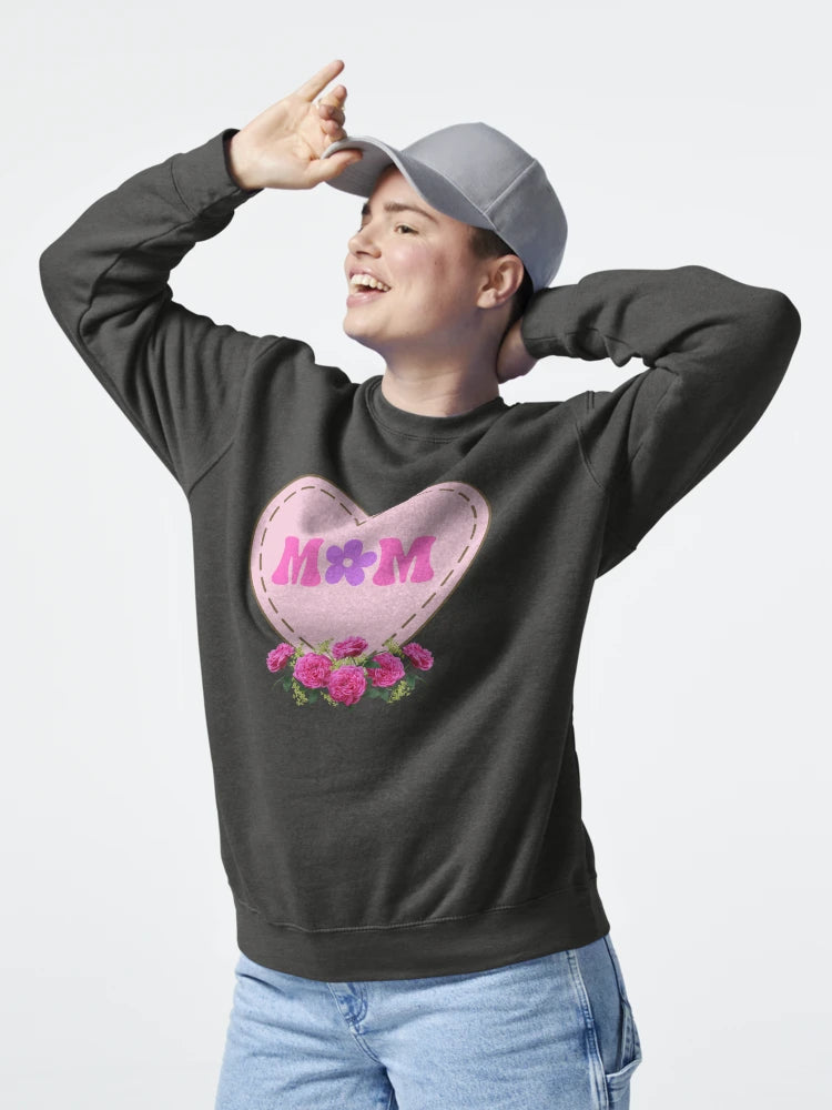 "MOM Floral Heart Art - Pink Lavender Heart with pink Roses - Mother's Day Gift" Classic T-Shirt