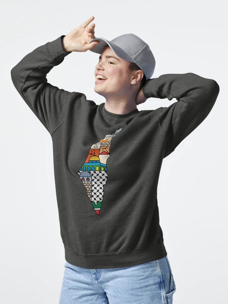 I Love Palestine My Homeland Palestinian Map with Kufiya Hatta Pattern and Most Sacred Cites -wht Classic T-Shirt
