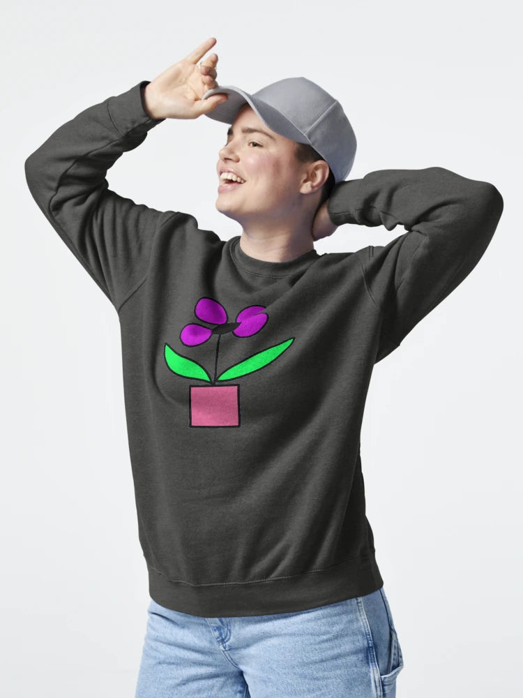 Simple Purple Flower in Pink Pot Doodle Classic T-Shirt