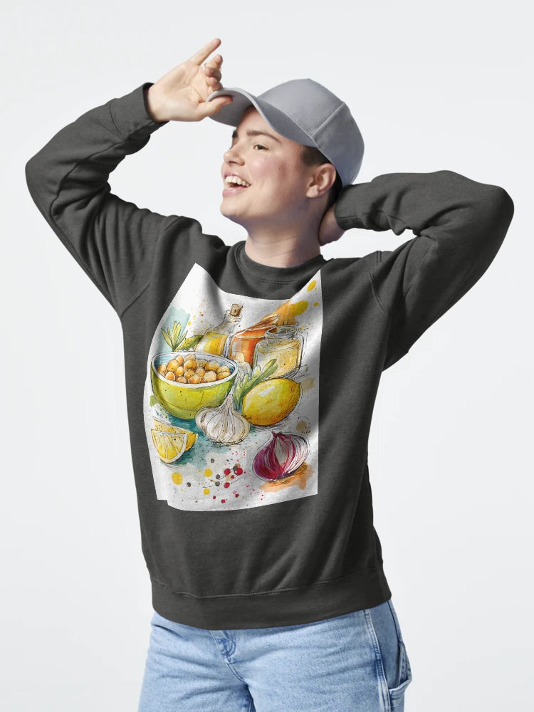 Hummus Recipe - A Vibrant Culinary Creation with Fresh Ingredients and Bold Colors Classic T-Shirt