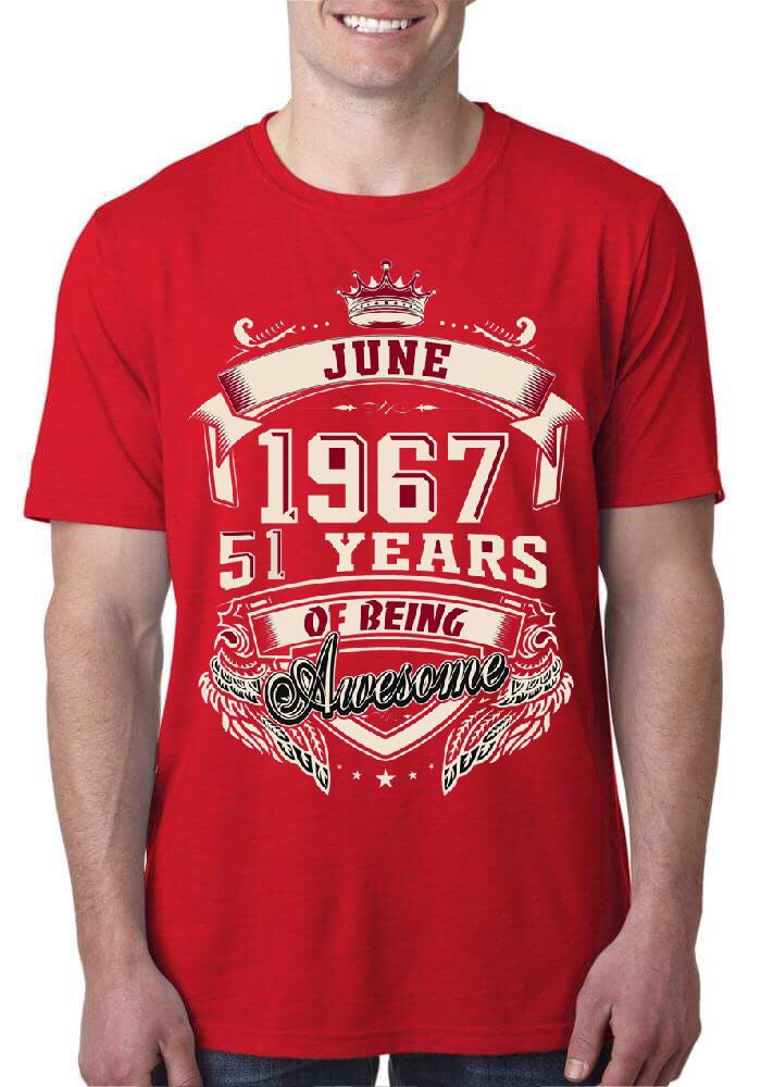 June 1967 51 Years Of Being Awesome Red T-Shirt