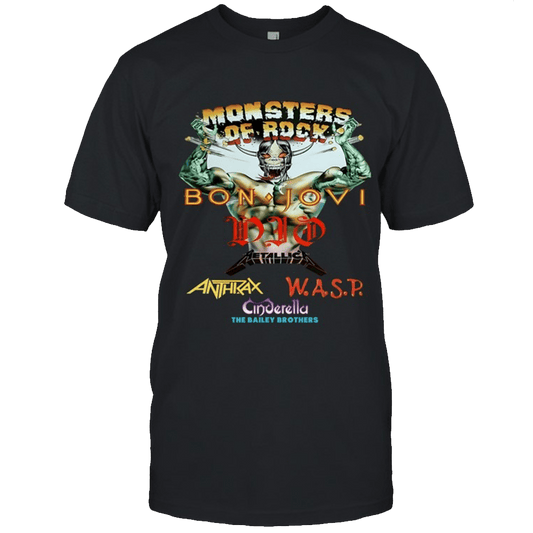 Monsters Of Rock Merch Monsters Of Rock 1987 Bon Jovi Dio T-Shirt Father's Day Gifts
