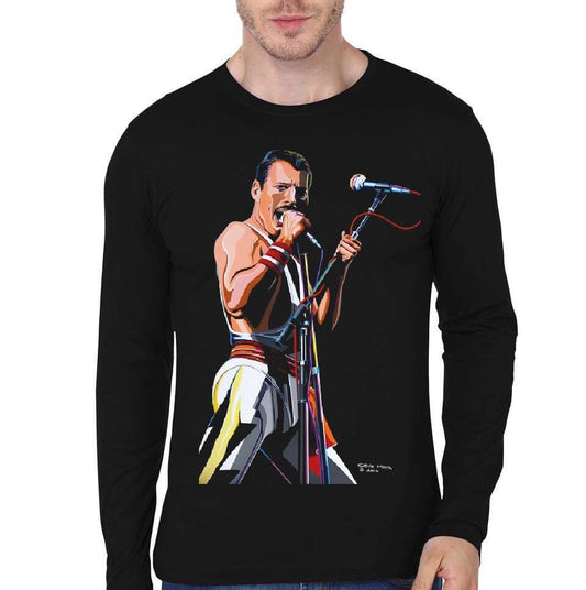 Queen â€“ Freddie Mercury Black Full Sleeve T-Shirt