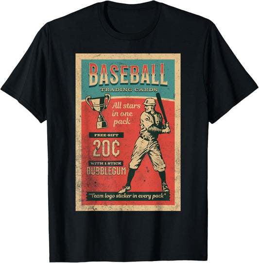 Baseball Card Wrapper Vintage Retro Distressed Hobby Tee