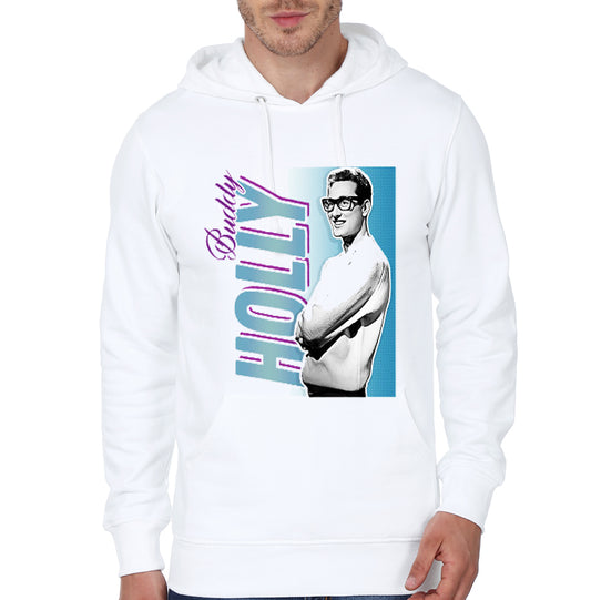 Buddy Holly â€“ Retro Nostalgia Graphic Design White Hoodie