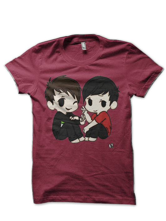 Dan and Phil Maroon T-Shirt