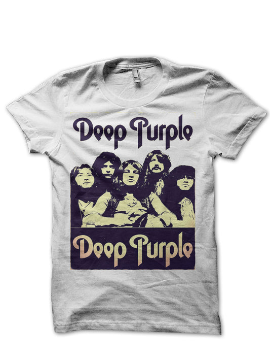 Deep Purple White Half Sleeve T-Shirt Style001