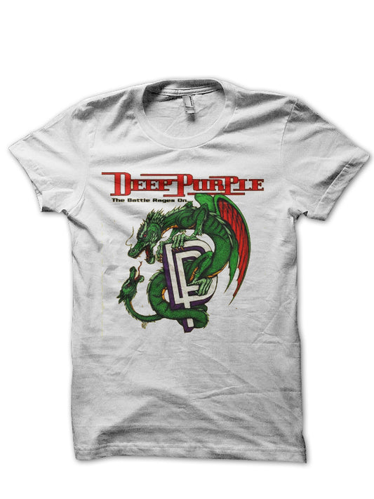 Deep Purple White Half Sleeve T-Shirt Style003
